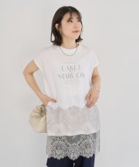 Green Parks/グリーン パークス Green Parks フレンチスリーブ裾レースロゴチュニック/508191623