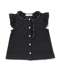 BeBe Petits Pois Vert/花ライン刺しゅうフリルノースリーブブラウス(95~160cm)/508194681