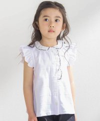 BeBe Petits Pois Vert/花ライン刺しゅうフリルノースリーブブラウス(95~160cm)/508194681