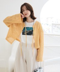 Green Parks/グリーン パークス Green Parks I 前後2way メッシュショート丈カーディガン/508195115