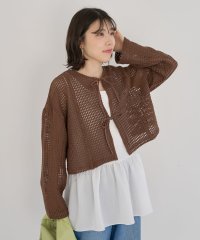 Green Parks/グリーン パークス Green Parks I 前後2way メッシュショート丈カーディガン/508195115