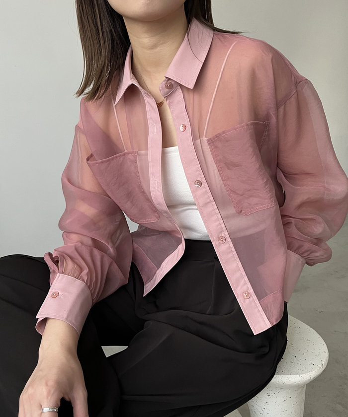 セール】【CAPRICIEUX LE'MAGE】ブロッキングシアーシャツ