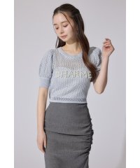 rienda/メッシュロゴショートニットトップス/508194835
