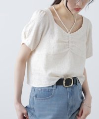 FREE'S MART/フロントギャザーネックリボン付き半袖ブラウス/508195007