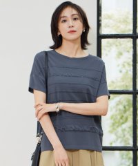 JIYU-KU(LARGE SIZE)/【接触冷感・UVカット・洗える】クレープストレッチボーダー ニット/508198020