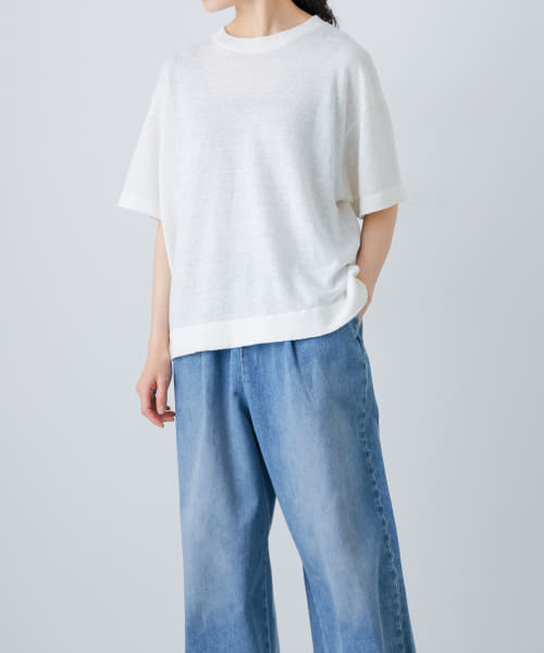 かぐれ｜リネン半袖クルーネックニット | Rakuten Fashion(楽天