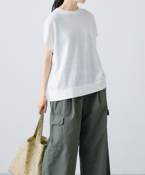 新品タグ付き　かぐれ　リネンフレンチスリーブニット　NATURAL リネンフレンチスリーブニット(508198534) | かぐれ(KAGURE) - d