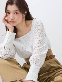 QUEENS COURT/クイーンズコート QUEENS COURT 【SHIORI IRIE コラボ】スクエアネックレースブラウス≪手洗い可能≫/508199370