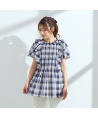 Rose Tiara(L SIZE)/【手洗い可】チェックシャーリングブラウス/508199576