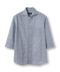 Men's Bigi/エアリーサッカー千鳥フラワープリント七分袖シャツ〈イージーケア/吸水速乾〉/508199584