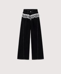 LA POMME petit/ラポミ プチ LA POMME petit Lace Piping Wide Denim Pants/508199824