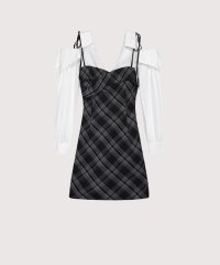 LA POMME petit/ラポミ プチ LA POMME petit Plaid Patchwork Off Shoulder One Piece/508199826