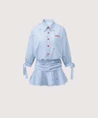 LA POMME petit/ラポミ プチ LA POMME petit Sky Blue Preppy Flare Shirt One Piece/508199835