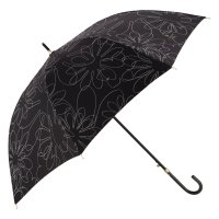 LANVIN en Bleu/ランバンオンブルー LANVIN en Bleu 長傘 雨傘 レディース 60cm 耐風 軽量 手書きフラワー ブラック オフ ホワイト ベージュ 黒/508200239