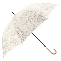 LANVIN en Bleu/ランバンオンブルー LANVIN en Bleu 長傘 雨傘 レディース 60cm 耐風 軽量 手書きフラワー ブラック オフ ホワイト ベージュ 黒/508200239