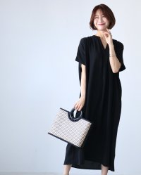 Ehre style/エーレスタイル Ehre style 体を包む涼しげライン楽ワンピース/508200286