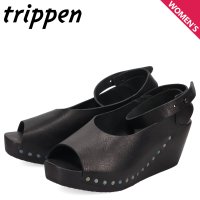 trippen/trippen トリッペン サンダル ウッドサンダル オリノコ レディース 厚底 アンクルストラップ ウェッジソール レザー ブラック 602－1041/508200548