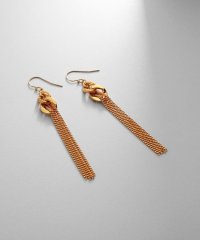 COCOSHNIK ONHITSCH/シルバー カーブチェーンモチーフフリンジピアス GP/508201106