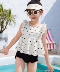 TeddyShop/テディショップ Teddyshop キッズ水着 ドット柄ハシゴバックフリルペプラムビキニ 上下2点セット【返品不可商品】/508201197