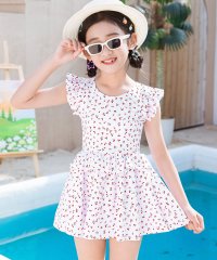 TeddyShop/テディショップ Teddyshop キッズ水着 可愛い小柄の贅沢ショルダー＆ウエストフリルワンピース+ショートパンツ 上下2点セット【返品不可商品】/508201199