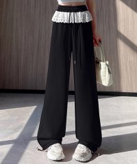 TeddyShop/テディショップ Teddyshop レディース 旬の韓国っぽ。ウエストレースレイヤード風スウェットワイドパンツ/508201222