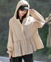 TeddyShop/テディショップ Teddyshop レディース水着 【紫外線遮蔽率 99%以上】長ぽわん袖フード付きフリルラッシュガードトップス/508201238