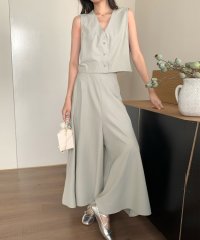 TeddyShop/テディショップ Teddyshop レディース きれいめ叶うセットアップ。ショート丈ジレベスト+ワイドパンツ 上下2点セット/508201250