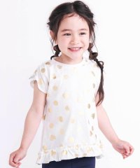 【接触冷感】裾フリルハートドット箔プリント柄Tシャツ(80~130cm)
