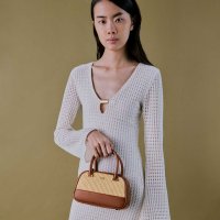 CHARLES & KEITH/ラフィア&レザー トップハンドルバッグ/508194248