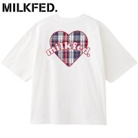 MILK FED/ミルクフェド MILKFED. PLAID HEART WIDE S/S TEE WHITE [103252011009 SU25]/508202010