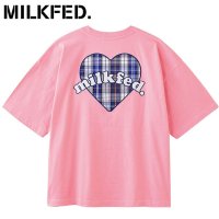 MILK FED/ミルクフェド MILKFED. PLAID HEART WIDE S/S TEE WHITE [103252011009 SU25]/508202010