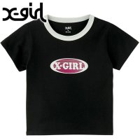 X-girl/エックスガール X－girl GRADATION GLITTER OVAL LOGO S/S BABY TEE WHITE ホワイト 白 [1052520110/508202022