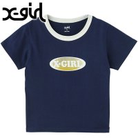 X-girl/エックスガール X－girl GRADATION GLITTER OVAL LOGO S/S BABY TEE WHITE ホワイト 白 [1052520110/508202022