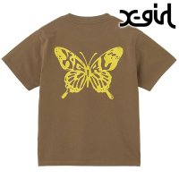 X-girl/エックスガール X－girl BUTTERFLY SILHOUETTE LOGO S/S TEE WHITE ホワイト 白 [105252011022 SU25/508202024