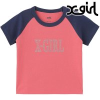 X-girl/エックスガール X－girl RHINESTONE ROMAN TYPE LOGO RAGLAN S/S BABY TEE BEIGE ベージュ [105252/508202025