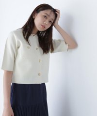 NATURAL BEAUTY BASIC/エンブレムボタンニットジャケット半袖/508202610