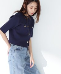 NATURAL BEAUTY BASIC/エンブレムボタンニットジャケット半袖/508202610