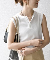 SHIPS any WOMEN/SHIPS any:〈洗濯機可能〉ワッフル ヘンリーネック 2WAY ノースリーブ TEE/508202855