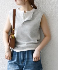 SHIPS any WOMEN/SHIPS any:〈洗濯機可能〉ワッフル ヘンリーネック 2WAY ノースリーブ TEE/508202855