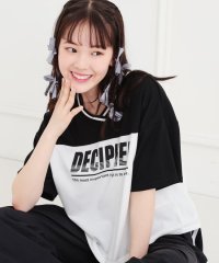 PINK-latte/Vネック切替Tシャツ/508202878