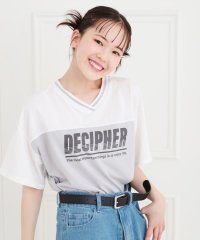 PINK-latte/Vネック切替Tシャツ/508202878