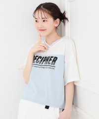 PINK-latte/Vネック切替Tシャツ/508202878