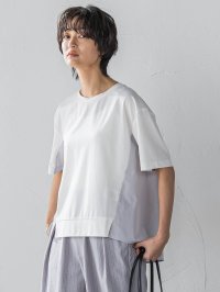 MAYSON GREY/メイソングレイ MAYSON GREY 異素材コンビネーション半袖プルオーバー≪洗濯機で洗える≫/508202985