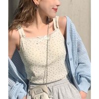 Classical Elf/クラシカルエルフ Classical Elf 【mily bilet】今っぽデザイン。小花柄ダブルストラップリボンカップ付きレースキャミソール/508203227