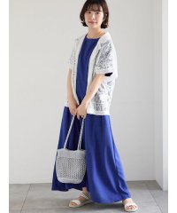 Samansa Mos2 blue/リネンタッチマキシワンピース/508203241