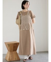 Samansa Mos2 blue/リネンタッチマキシワンピース/508203241