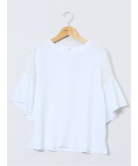 m.f.editorial/シアー切替 クルーネック 5分袖プルオーバー/508203324