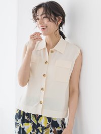 Droite Lautreamont/ドロワット ロートレアモン Droite lautreamont ポロ襟ノースリーブニット≪手洗い可能≫/508203351