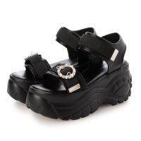 Mafmof/マフモフ Mafmof Mafmof(マフモフ)9cm厚底ボリュームソールパールバックルベルクロサンダル/508205560