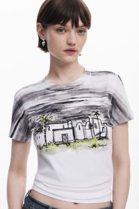 Desigual/デシグアル Desigual ヤシの木柄の半袖Tシャツ/508205626